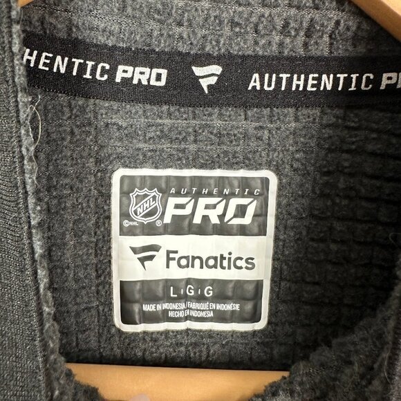 Calgary Flames NHL Authentic Pro Fanatics  Half Zip Pullover Sweater Waffle Knit - Picture 2 of 3